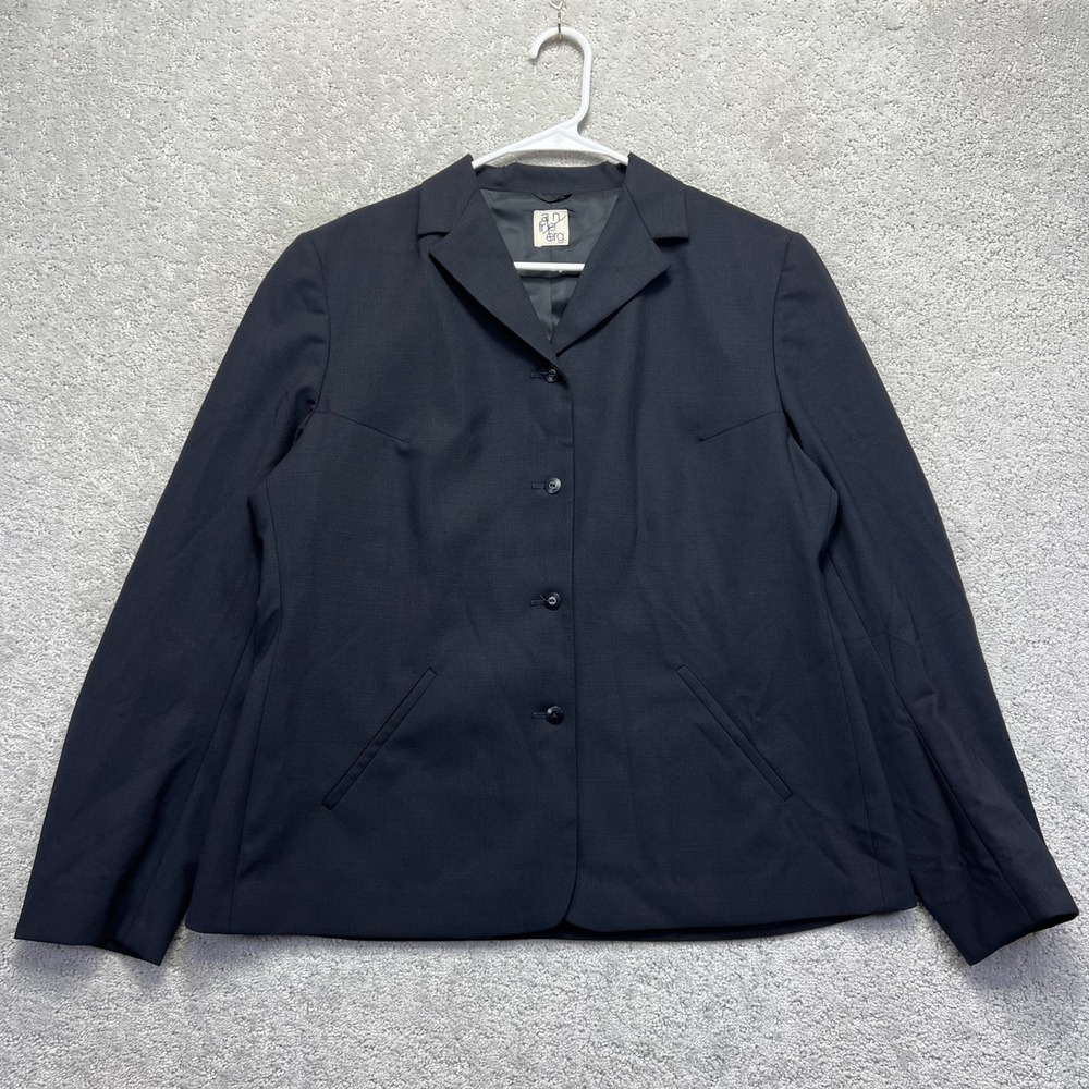 Ann Freedberg Blazer Womens Size 14 Black Wool 4 Button Carla Jacket Made in USA
